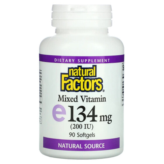 Natural Factors, смесь витаминов, витамин E, 200 МЕ, 90 мягких таблеток
