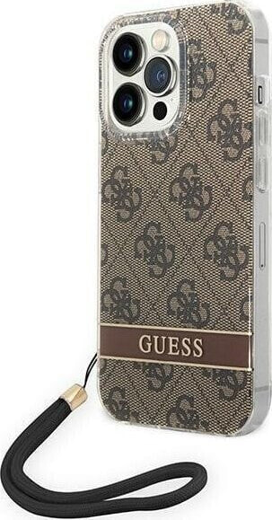 Guess Etui Guess do iPhone 14 Pro Max 6,7" brązowy/brown hardcase 4G Print Strap