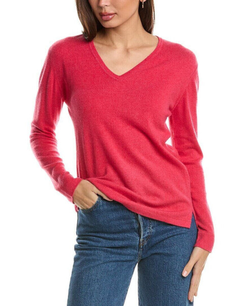 Forte Cashmere Coverstitch V-Neck Cashmere Sweater Women's