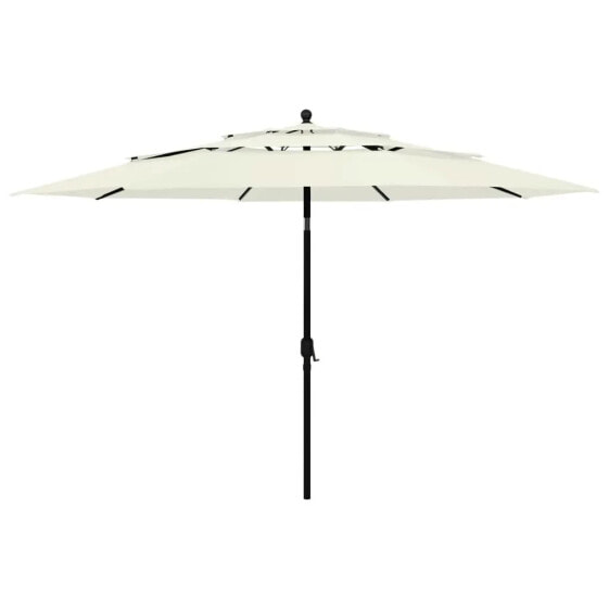 Cадовый зонт vidaXL 3-слойный с кривой и наклоном, пляжный, с защитой от ультрафиолета, 350 x 260 см, песочный
