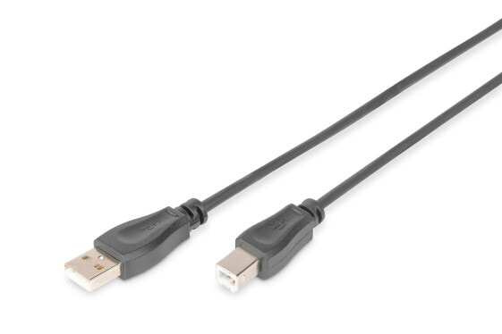 DIGITUS USB 2.0 connection cable - 5 m - USB A - USB B - USB 2.0 - Male/Male - Black