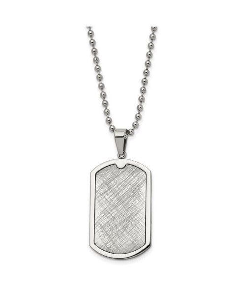 Stainless Steel Scratch Finish Center Dog Tag Ball Chain Necklace