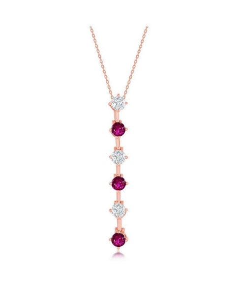 Sterling Silver Round CZ Long Pendant Necklace- Sterling Silver, Rose Gold or Gold Plated