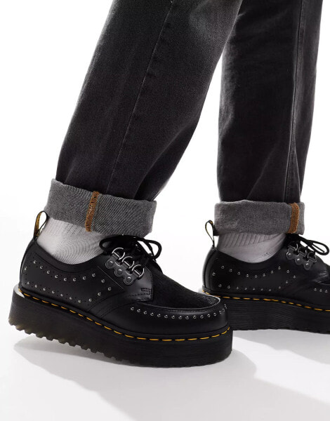 Dr Martens Ramsey quad 3 eye shoes in black leather