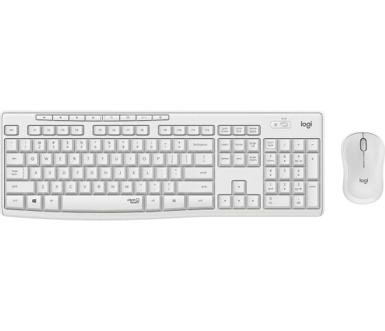 Logitech MK295 Silent Wireless Combo - Full-size (100%) - RF Wireless - QWERTY - White - Mouse included