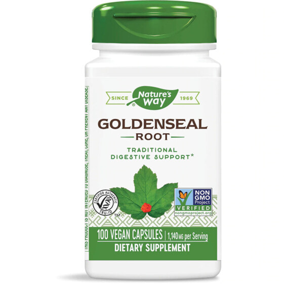 Nature's Way Goldenseal Root Корень желтокорня канадского для поддержания пищеварения 1140 мг 100 вегетарианских капсул