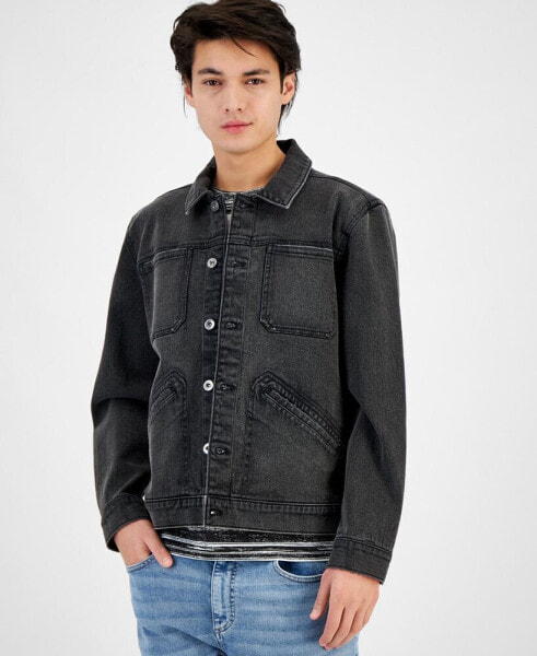 Men's Regular Fit Denim Trucker Jacket, Created for Macy's