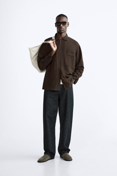 Viscose/linen blend shirt