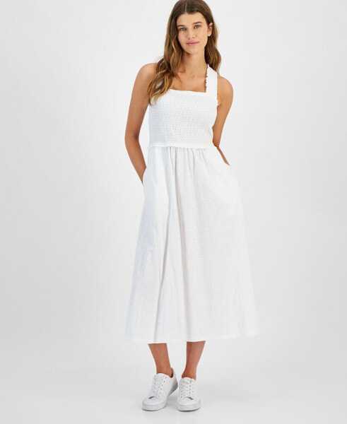 Women's Square-Neck Cotton A-Line Dress