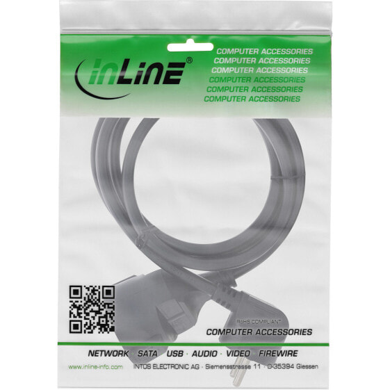 InLine Power Extension Cable Type F angled - black - 5m