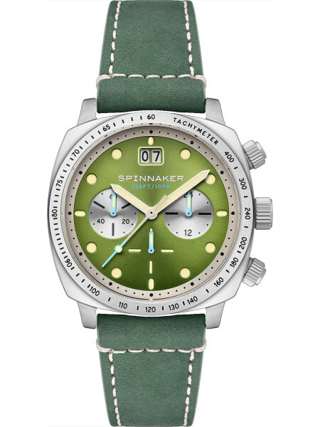 Spinnaker SP-5068-06 Mens Watch Hull Chronograph Shire Green 42mm 10ATM