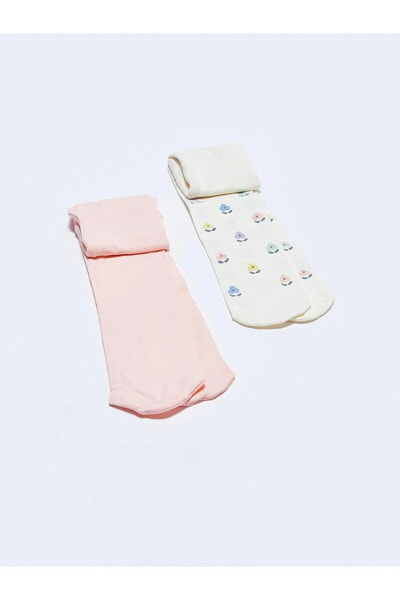 LCW baby Desenli Kız Bebek Külotlu Çorap 2'li