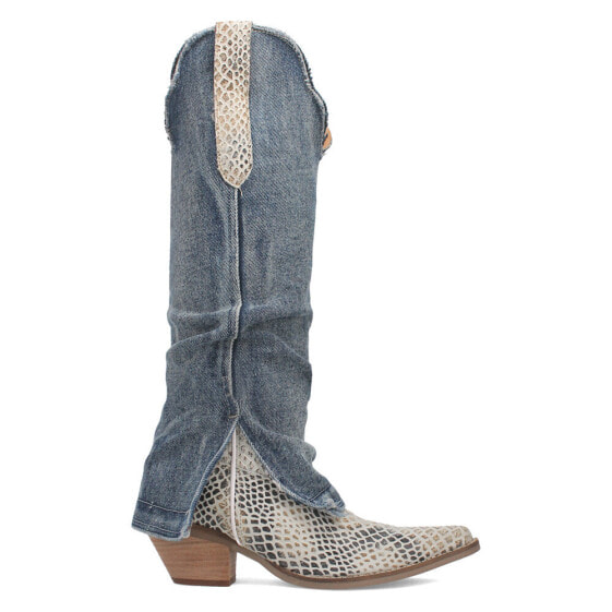 Dingo Shabby Lizard Print Snip Toe Cowboy Womens Blue Casual Boots DI245-400