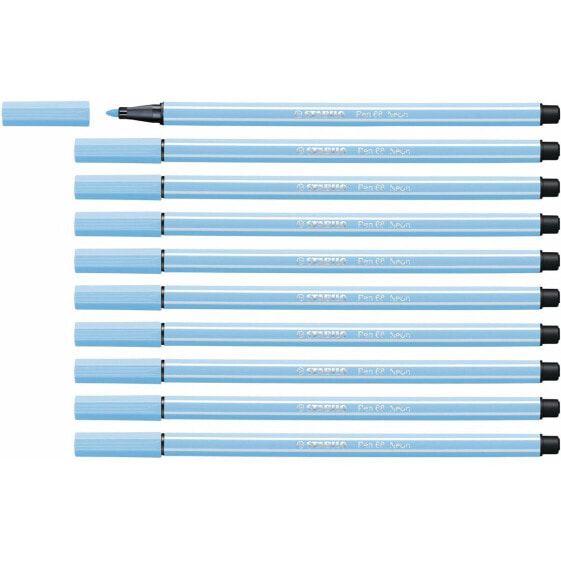 Флюоресцентные синие фломастеры STABILO Pen 68 (10 штук)