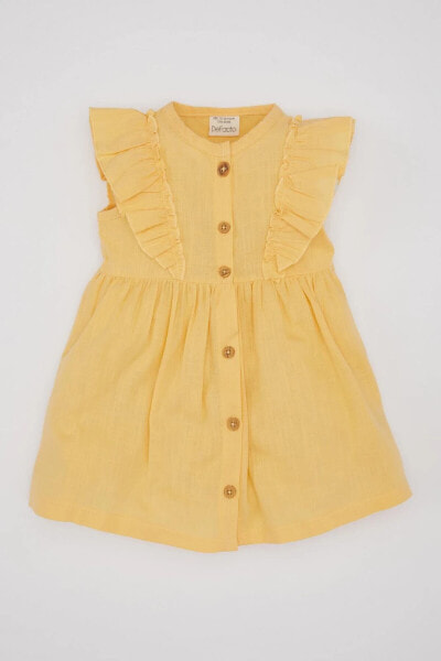 Kız Bebek Kısa Kollu Keten Görünümlü Elbise Z5119A224SM