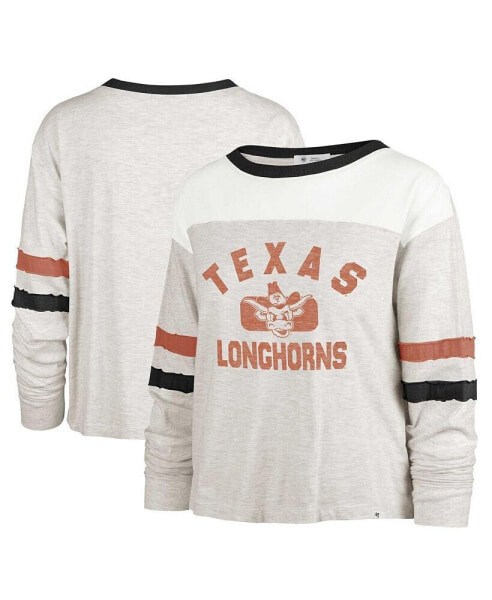 Women's Oatmeal Distressed Texas Longhorns Vault All Class Lena Long Sleeve T-shirt