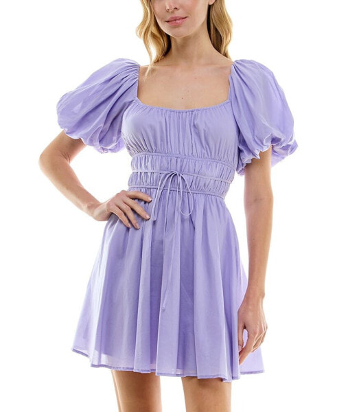 Платье с завязкой на талии B Darlin модель Puff-Sleeve - женское