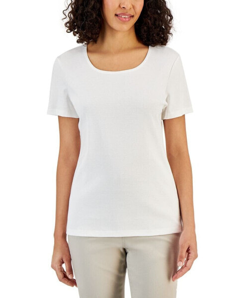 Petite Cotton Scoop-Neck Top, Created for Macy's