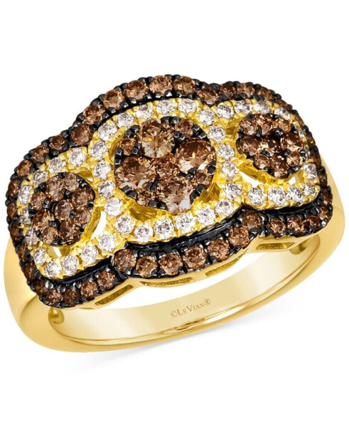 Nude Diamond & Chocolate Diamond Halo Cluster Ring (1-1/4 ct. t.w.) in 14k Gold