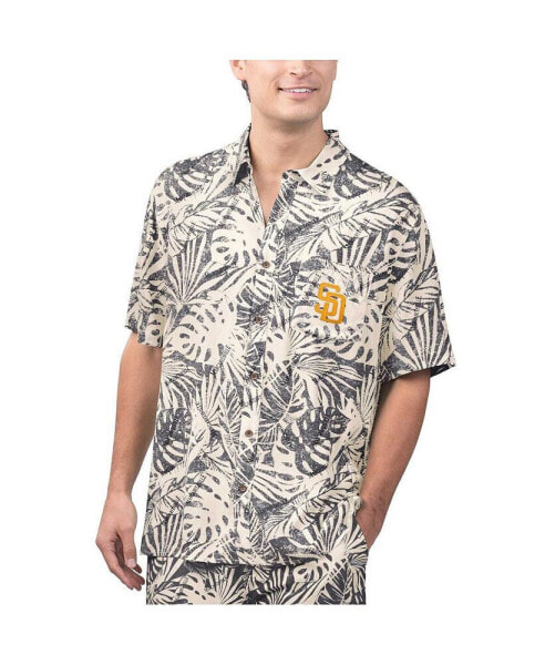 Men's Black San Diego Padres Monstera Print Party Button-Up Shirt