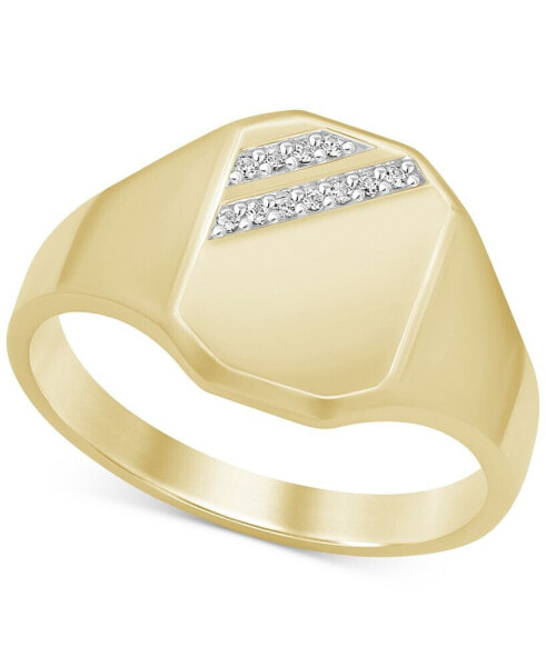 Men's Diamond Polished Signet Ring (1/20 ct. t.w.) in 10k Gold