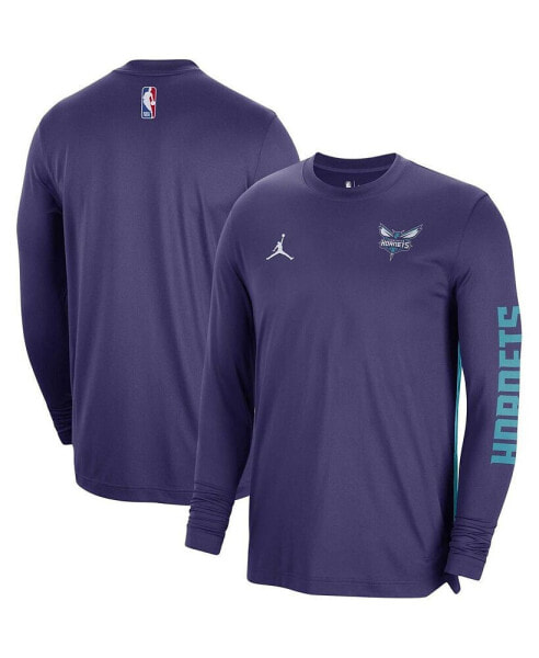 Рубашка для мужчин Jordan Аутентичная 2023/24 Длинный рукав Pregame Charlotte Hornets цвета фиолетового