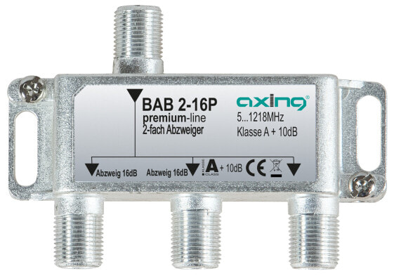 axing BAB 2-16P - Cable splitter - 5 - 1218 MHz - Gray - A - 16 dB - F