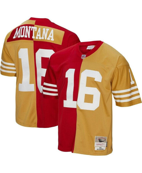 Men's Joe Montana Scarlet, Gold San Francisco 49ers 1990 Split Legacy Replica Jersey