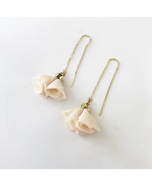 Sanctuary Project by Pink Rose Threader Flower Drop Earrings Gold