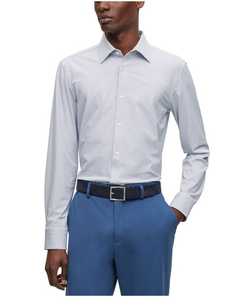 Men's Structured Performance-Stretch Fabric Slim-Fit Dress Shirt