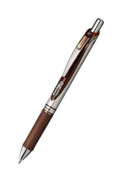 Pentel EnerGel Xm - Retractable gel pen - Brown - Brown,Silver - Plastic,Rubber - Round - 0.35 mm