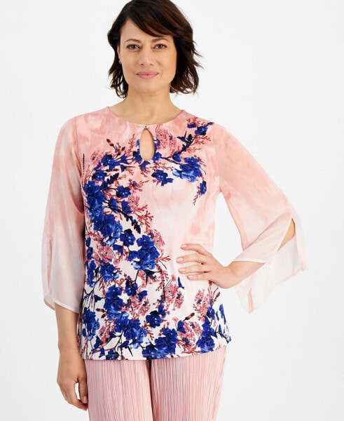 Women's Botanical Whisp Chiffon-Sleeve Top, Created for Macy's