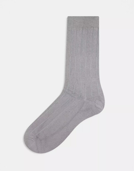 ASOS DESIGN rib sock in brown