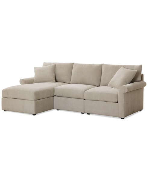 Wrenley 99" 3-Pc. Fabric Modular Chaise Sectional Sofa, Created for Macy's