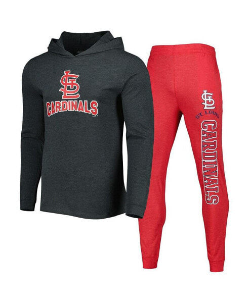 Men's Heather Red, Heather Charcoal St. Louis Cardinals Meter Pullover Hoodie and Joggers Set