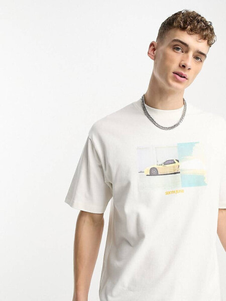 Sixth June car oversize t-shirt in white