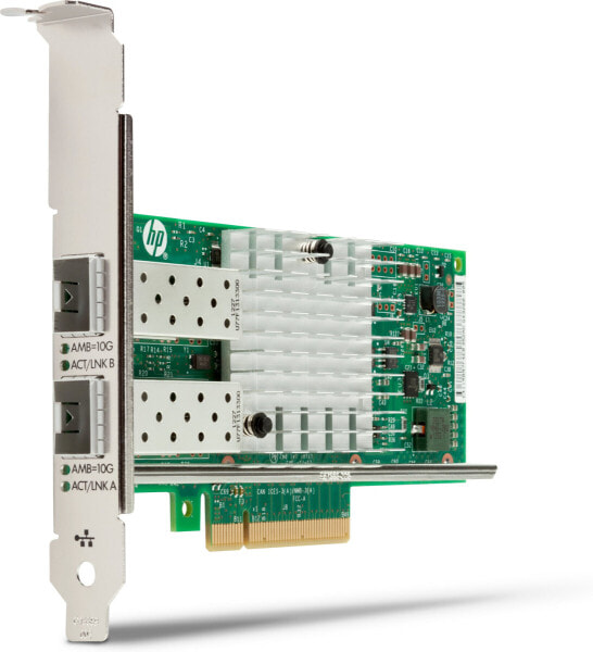 HP Intel X550 10GBASE-T Dual Port NIC - Internal - Wired - Ethernet - 10000 Mbit/s - Green - Silver