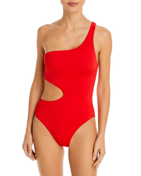Aqua 281966 Women One Shoulder Cut Out One Piece Swimsuit, Size S