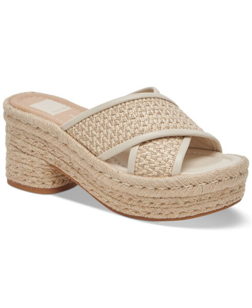 Women's Eldora Crisscross Raffia Espadrille Platform Slide Sandals