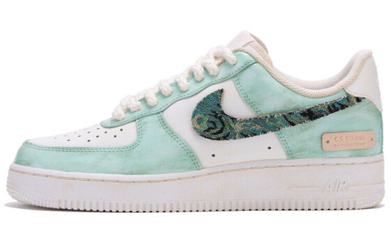 【定制球鞋】 Nike Air Force 1 Low 7 空军一号 CS 油画一号 手绘喷绘 涂鸦贴布 复古做旧 低帮 板鞋 男款 绿白 / Кроссовки Nike Air Force CW2288-111