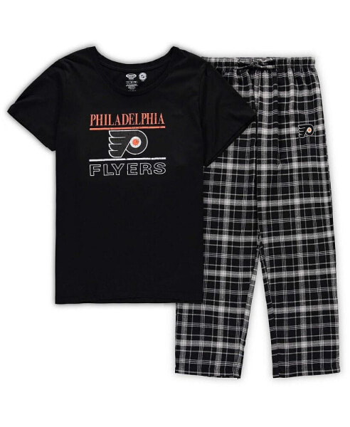 Women's Black Philadelphia Flyers Plus Size Lodge T-shirt and Pants Sleep Set