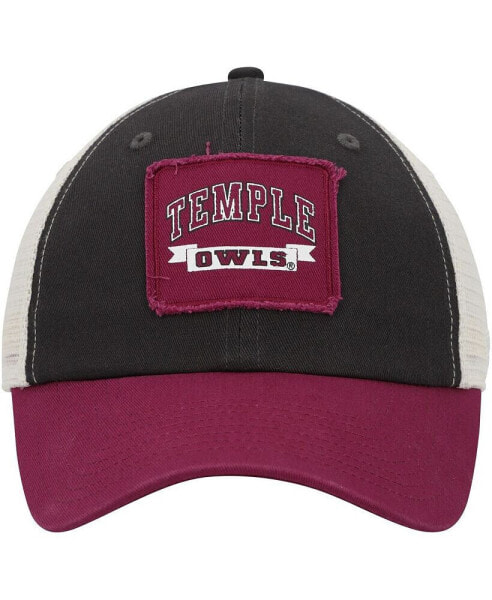 Men's Charcoal Temple Owls Objection Snapback Hat