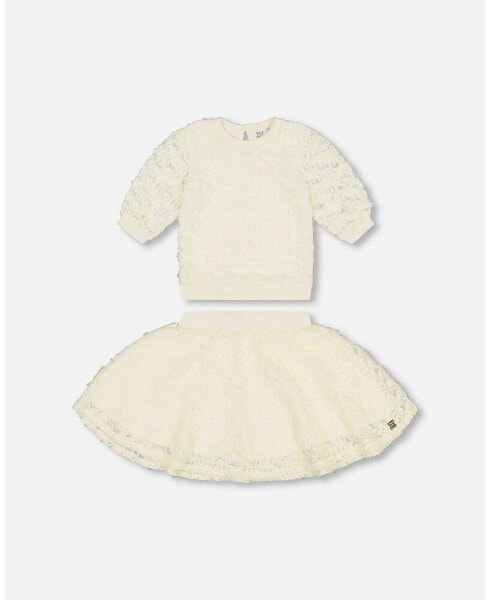 Big Girls Eyelet Top And Skirt Set Off White