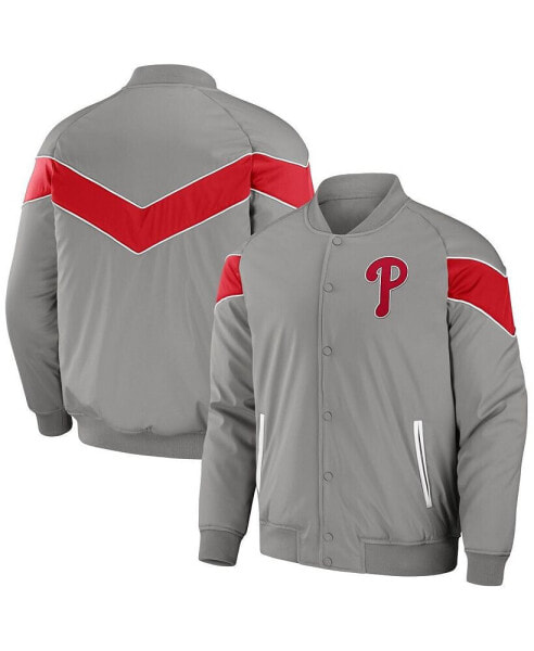 Men's Darius Rucker Collection by Gray Philadelphia Phillies Baseball Raglan Full-Snap Jacket