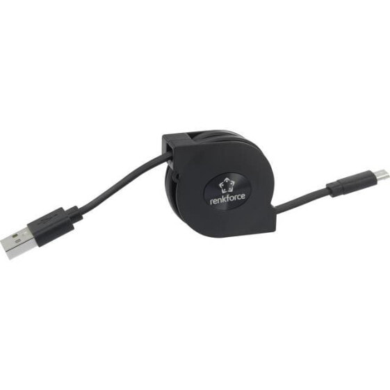 Renkforce RF-4352332 - 0.8 m - USB A - Micro-USB B - USB 2.0 - 480 Mbit/s - Black
