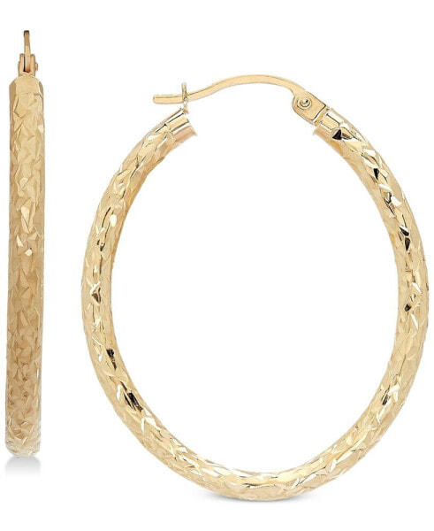 Серьги Macy's Oval Hoop  14k Gold, 1-3/8 inch