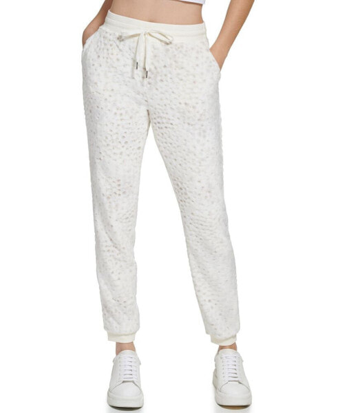 Women's Novelty Spotted Faux Fur Jogger Pants