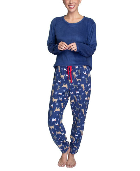Women's Plus Size 2-Pc. Stretch Fleece Pajamas Set