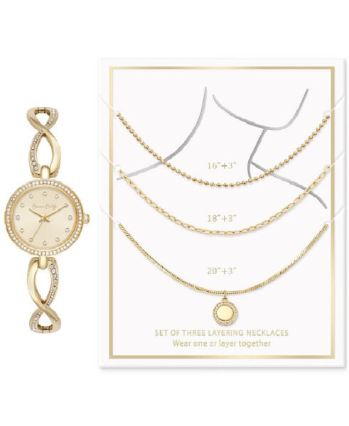 Women's Crystal Bracelet Watch 30mm & 3-Pc. Necklace Gift Set