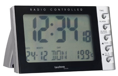 Technoline WT 188 - Digital table clock - Black - Silver - Plastic - 12/24h - °C - LCD